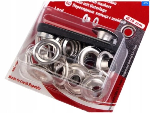 Oczka kaletnicze 8 mm z mini praską srebrne 10 sztuk oczek