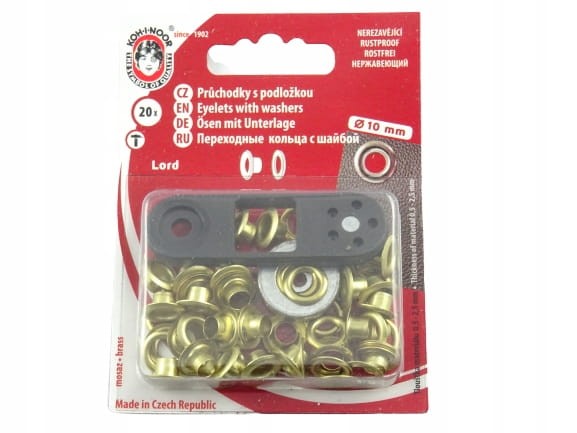 Oczka kaletnicze 5,5 mm nierdzewne z mini praską 20 sztuk złote