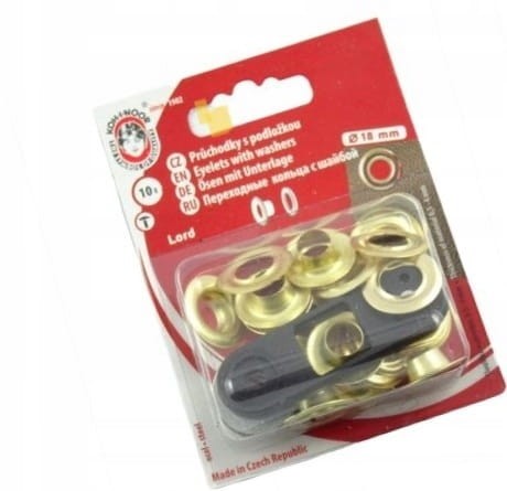 Oczka kaletnicze z mini praską 8 mm / 10 sztuk oczek złote