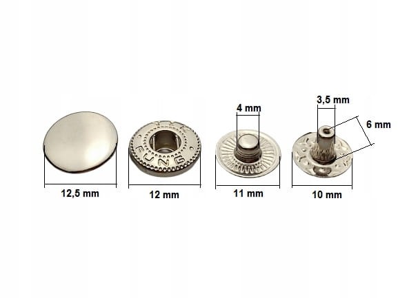 Napy alfa nikiel kaletnicze 12,5 mm 50 szt