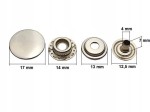 Napy zatrzaski nikiel kaletnicze 17 mm 50 szt