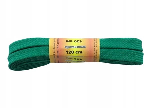 Sznurowadła sznurówki płaskie 120 cm szerokość 1 cm ciemny zielony
