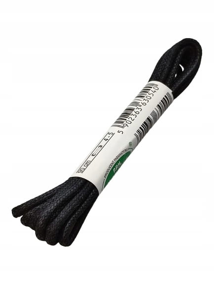 Sznurowadła bawełna woskowane okrągłe 90 cm czarny 2