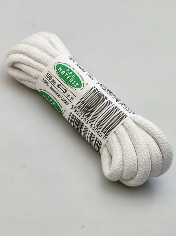 Sznurowadła sznurówki 100 % bawełny 150 cm biały 5