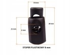 Stoper plastikowy do sznurka 6 mm czarny 10 sztuk