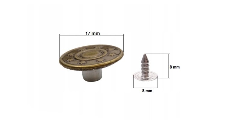Guzik metalowy do spodni kurtki 17 mm 10 sztuk