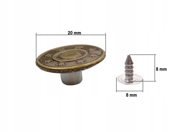 Guzik metalowy do spodni kurtki 20 mm 10 sztuk
