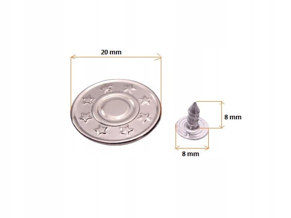 Guzik metalowy do spodni kurtki 20 mm 10 sztuk