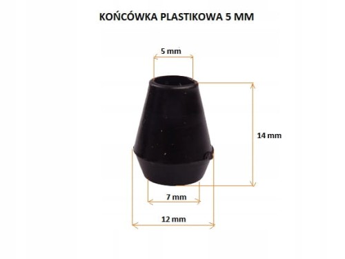 Końcówka plastikowa do sznurka 5 / 7 mm czarny 10 sztuk