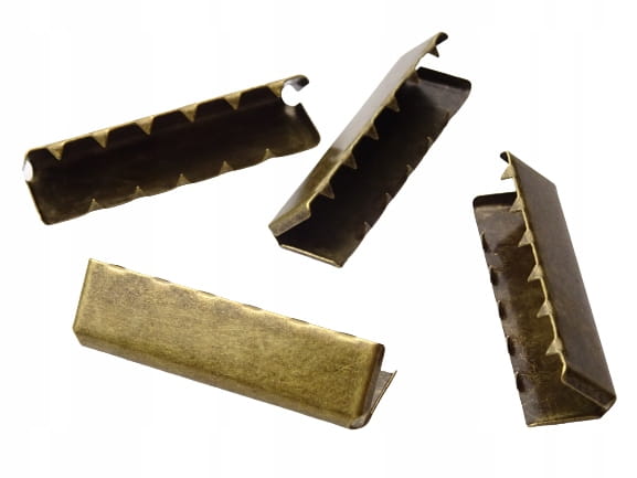 Końcówka zakończenie metalowe do paska taśmy 40 mm stare złoto 10 sztuk
