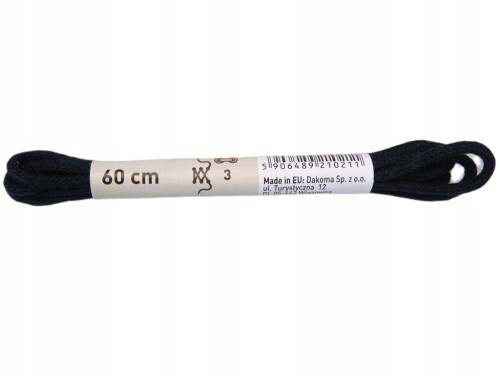 Sznurowadła sznurówki cienkie 100 % bawełna 60 cm czarne 2