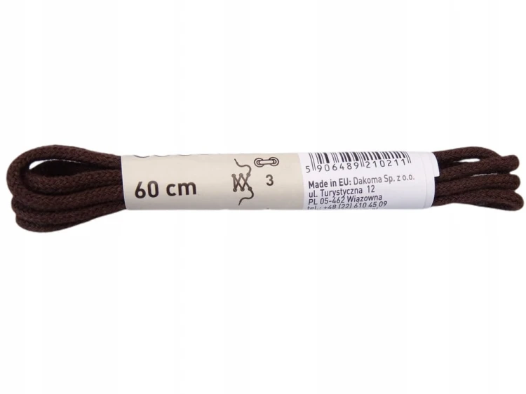Sznurowadła cienkie sznurówki 100 % BAWEŁNY 60 cm brązowe 2