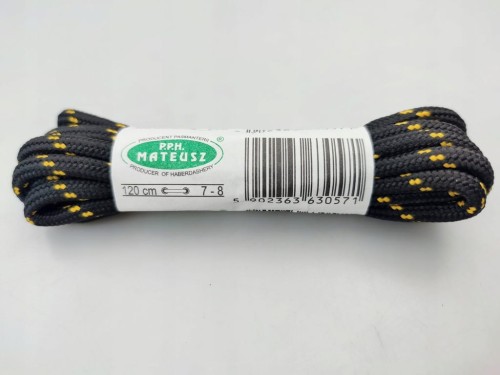 Sznurowadła trekkingowe mocne 150 cm czarno - żółte