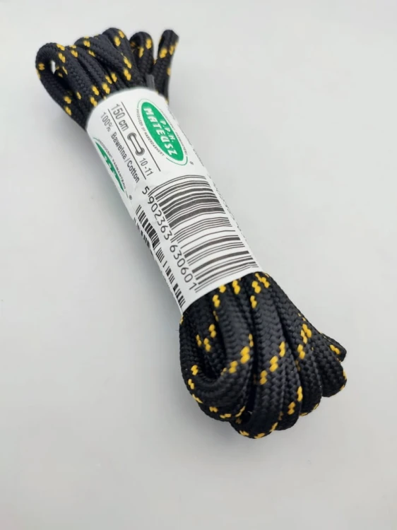 Sznurowadła trekkingowe mocne 150 cm czarno - żółte