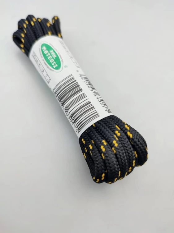 Sznurowadła trekkingowe mocne 120 cm czarno - żółte
