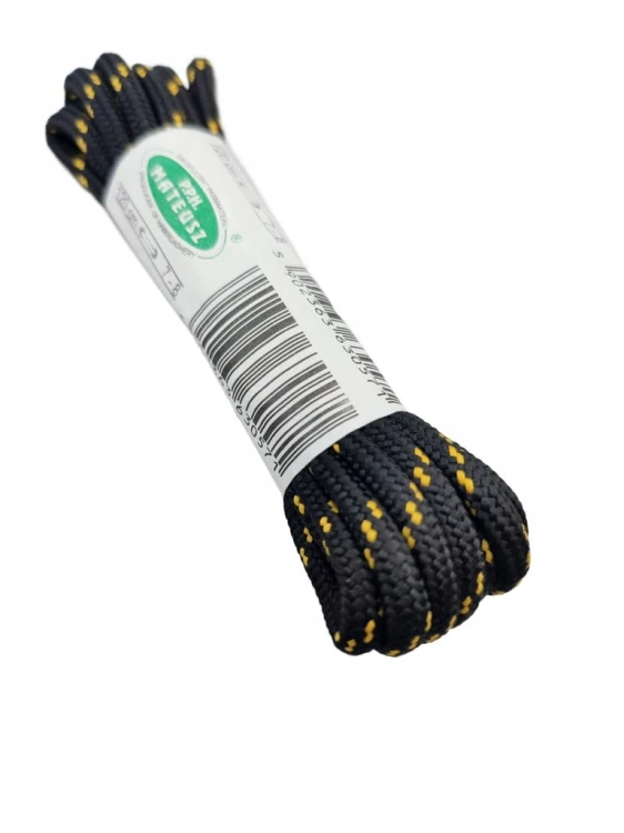 Sznurowadła trekkingowe mocne 120 cm czarno - żółte