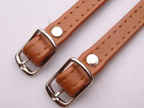 Paseczki eko skóra do butów z klamerką srebrną 10 mm / 30 cm jasny brąz