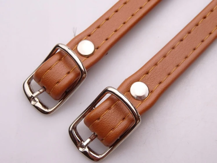 Paseczki eko skóra do butów z klamerką srebrną 10 mm / 30 cm jasny brąz