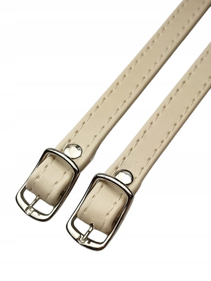 Paseczki szersze eko skóra do butów z klamerką srebrną 10 mm / 30 cm beżowe