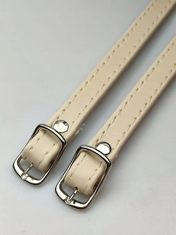 Paseczki szersze eko skóra do butów z klamerką srebrną 10 mm / 30 cm beżowe
