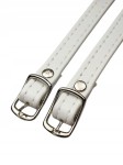 Paseczki szersze eko skóra do butów z klamerką srebrną 10 mm / 30 cm białe