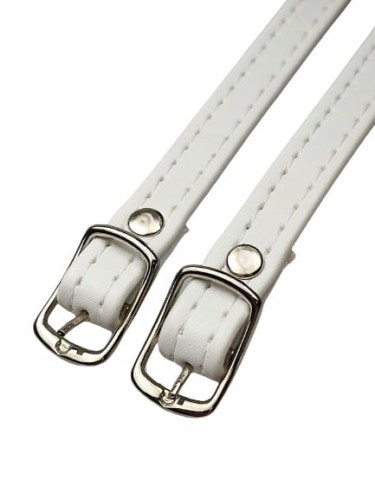 Paseczki szersze eko skóra do butów z klamerką srebrną 10 mm / 30 cm białe
