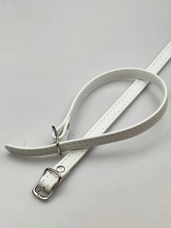 Paseczki szersze eko skóra do butów z klamerką srebrną 10 mm / 30 cm białe