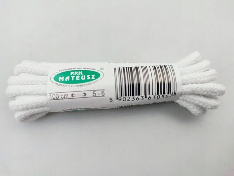 Sznurowadła sznurówki 100 % bawełna 200 cm białe (5)