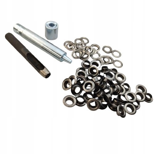 Zestaw do montażu oczek 8 mm nierdzewne 50 sztuk oczek czarnych