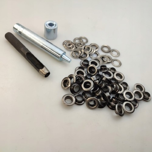 Zestaw do montażu oczek 8 mm nierdzewne 50 sztuk oczek czarnych
