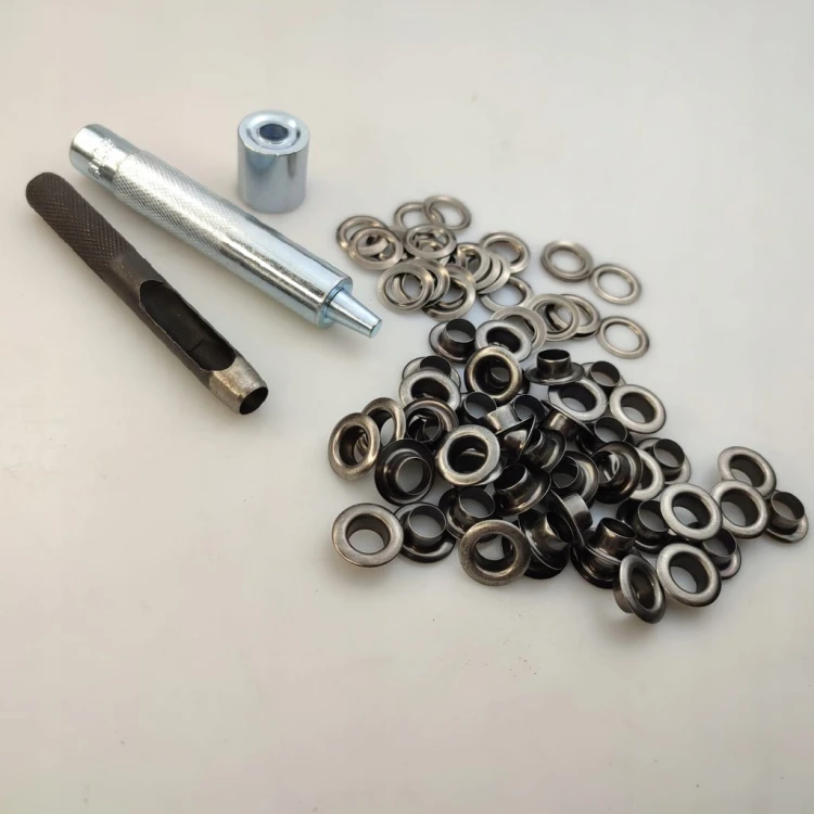 Zestaw do montażu oczek 8 mm nierdzewne 50 sztuk oczek czarnych