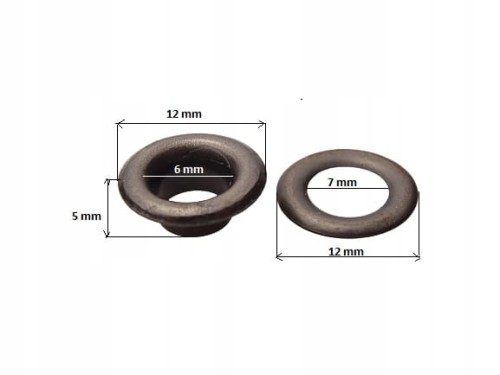 Oczka Polskie metalowe z podkładką 6 / 12 / 5 mm 10 sztuk czarny oxyda
