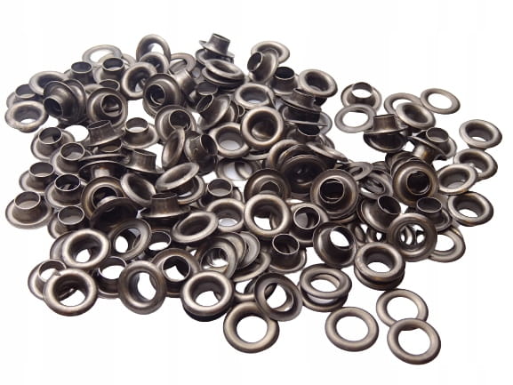 Oczka Polskie metalowe z podkładką 6 / 12 / 5 mm 10 sztuk czarny oxyda