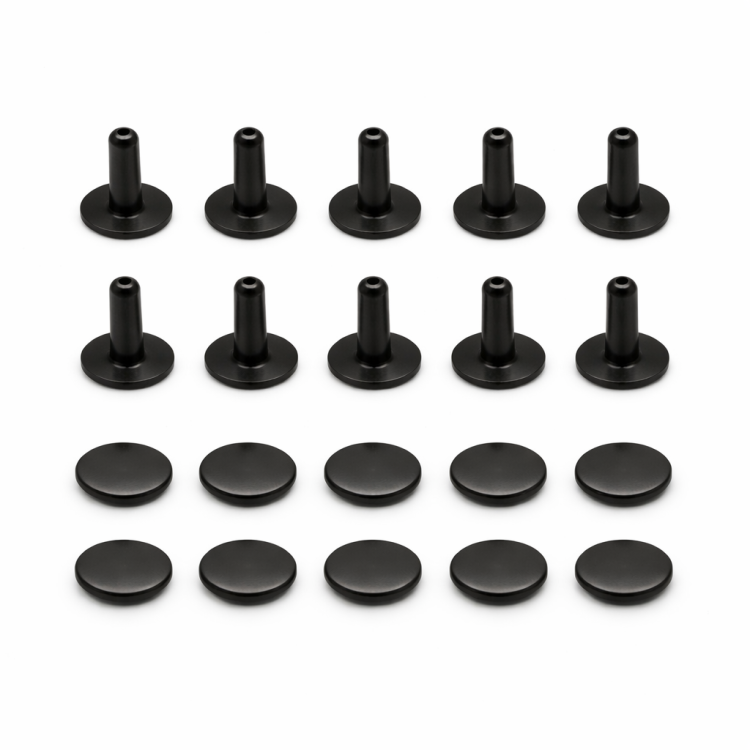 Nity zbitki 12 / 4 / 13 mm jednostronne kaletnicze  czarny mat 10 sztuk