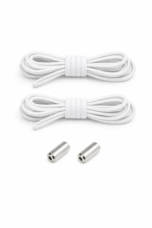 Sznurowadła bez wiązania elastyczne białe 100-120 cm okrągłe 3 mm