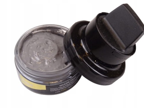 Pasta krem woskowy DELICATE CRAM z gąbką do butów 50 ml ciemno szary