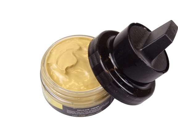 Pasta krem woskowy DELICATE CRAM z gąbką do butów 50 ml herbatnik