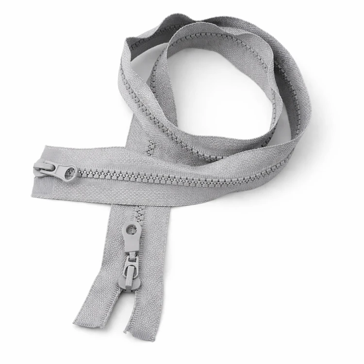 Zamek kostkowy rodzielczy #5 dwusuwakowy 75 cm jasnoszary