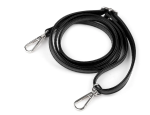 Pasek ucho do torebki czarny 10 mm z karabińczykami srebrymi 68 - 120 cm