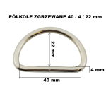 Półkole kaletnicze zgrzewane 40 / 4 / 22 mm srebrne 10 szt