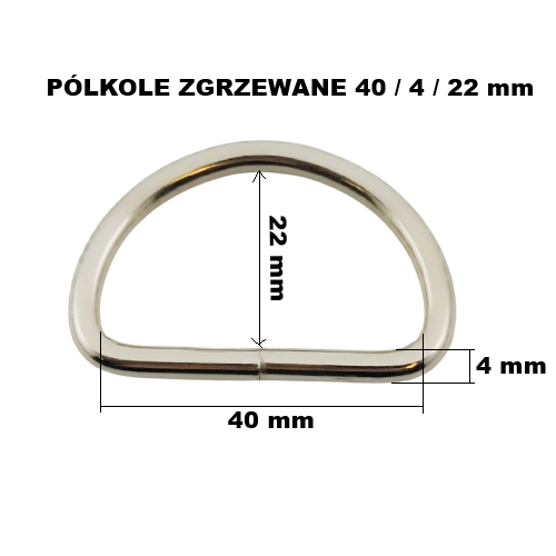 Półkole kaletnicze zgrzewane 40 / 4 / 22 mm srebrne 10 szt