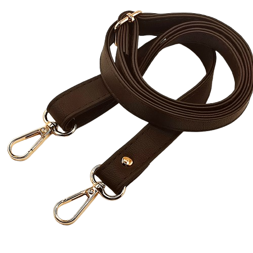 Pasek ucho do torebki 20 mm ciemnobrązowy z karabińczykami złote 64 - 115 cm