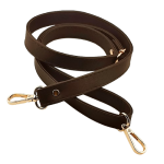 Pasek ucho do torebki 20 mm ciemnobrązowy z karabińczykami złote 64 - 115 cm