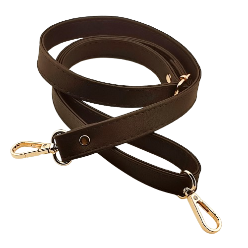 Pasek ucho do torebki 20 mm ciemnobrązowy z karabińczykami złote 64 - 115 cm