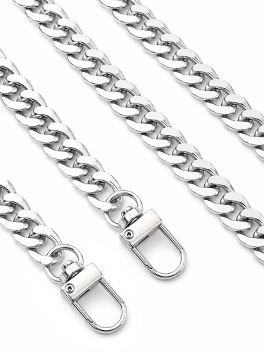 Łańcuszek z karabińczykami do torebki 120 cm ogniwo 9x13 mm srebrny