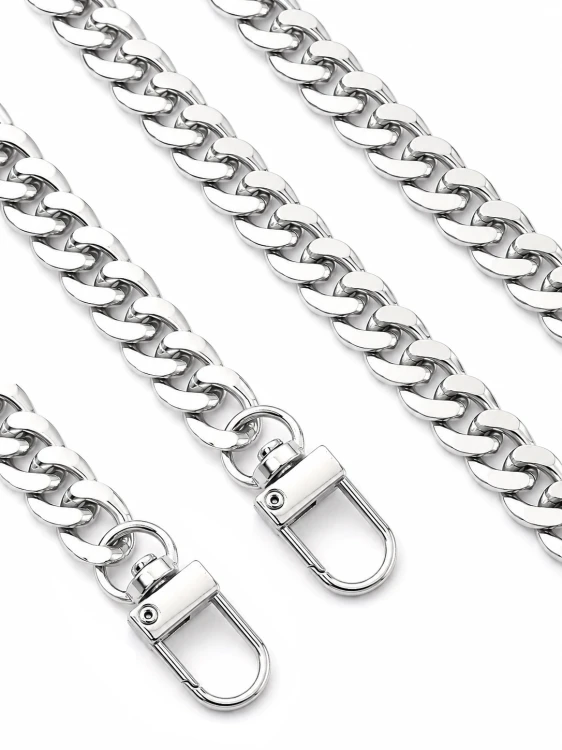 Łańcuszek z karabińczykami do torebki 120 cm ogniwo 9x13 mm srebrny