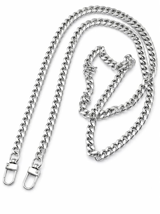 Łańcuszek z karabińczykami do torebki 120 cm ogniwo 9x13 mm srebrny
