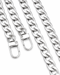 Łańcuszek gruby z karabińczykami do torebki  120 cm ogniwo 12x17 mm srebrny