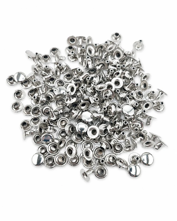 Nity zbitki jednostronne kaletnicze szewskie 8 / 3 / 6 mm srebrne 100 szt.