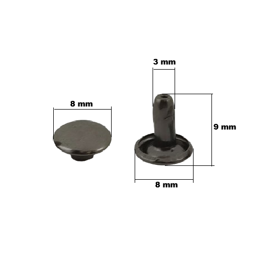 Nity zbitki dwustronne 8 / 3 / 9 mm LUX 100 sztuk czarny nikiel